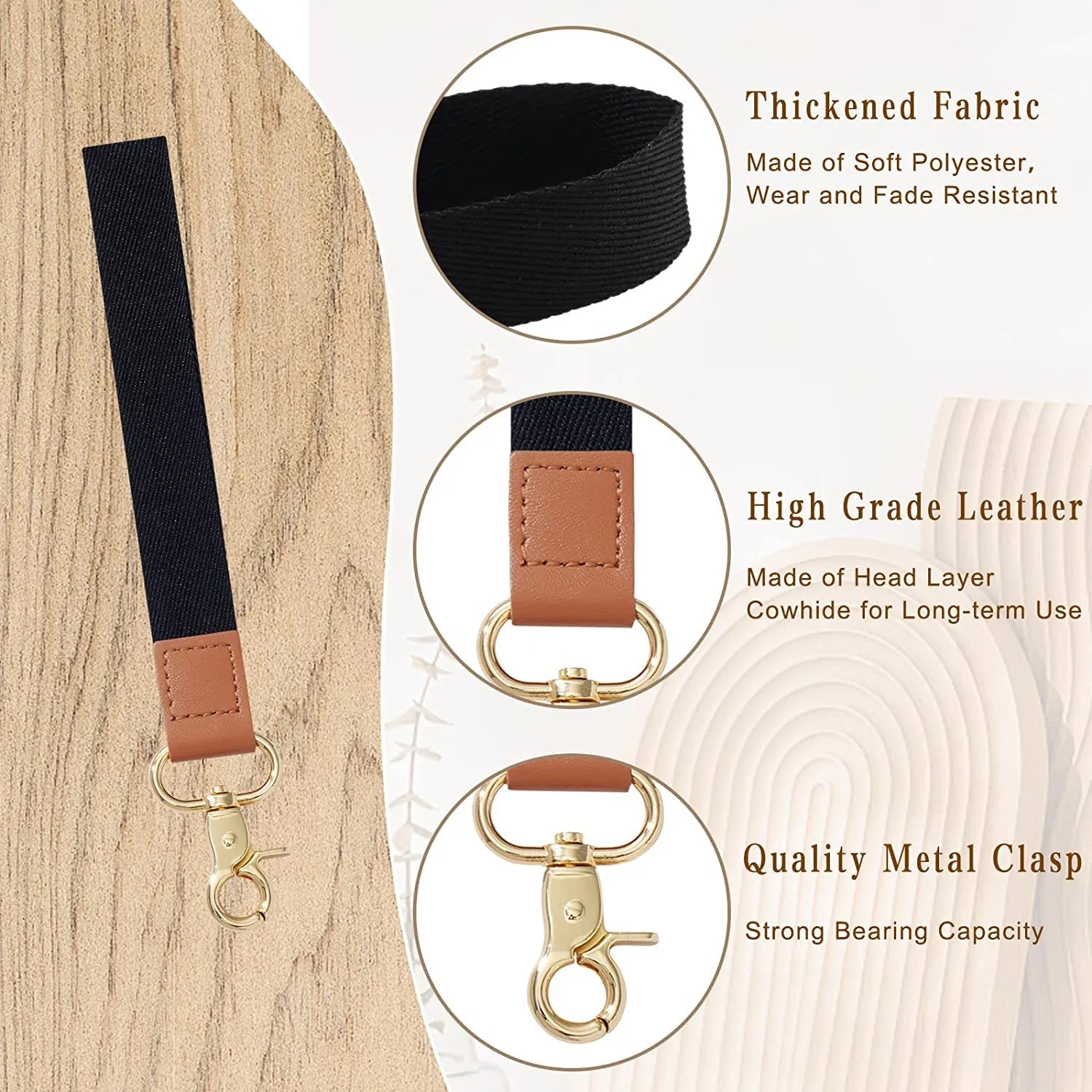 Wristlet Keychain,Braided  Wrist Lanyards for Key Chain Hold 2