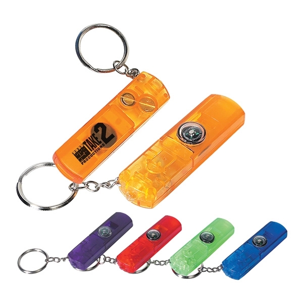 Whistle, Light & Compass Safety Keychain 1