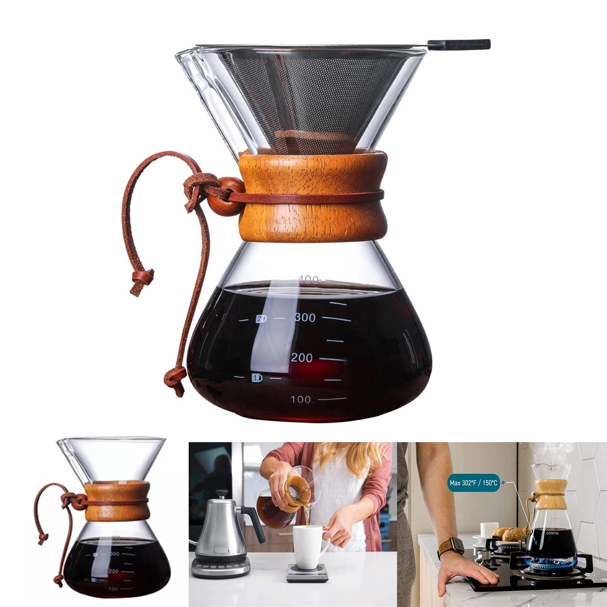 Pour Over Coffee Maker With Stainless Steel Filter 2