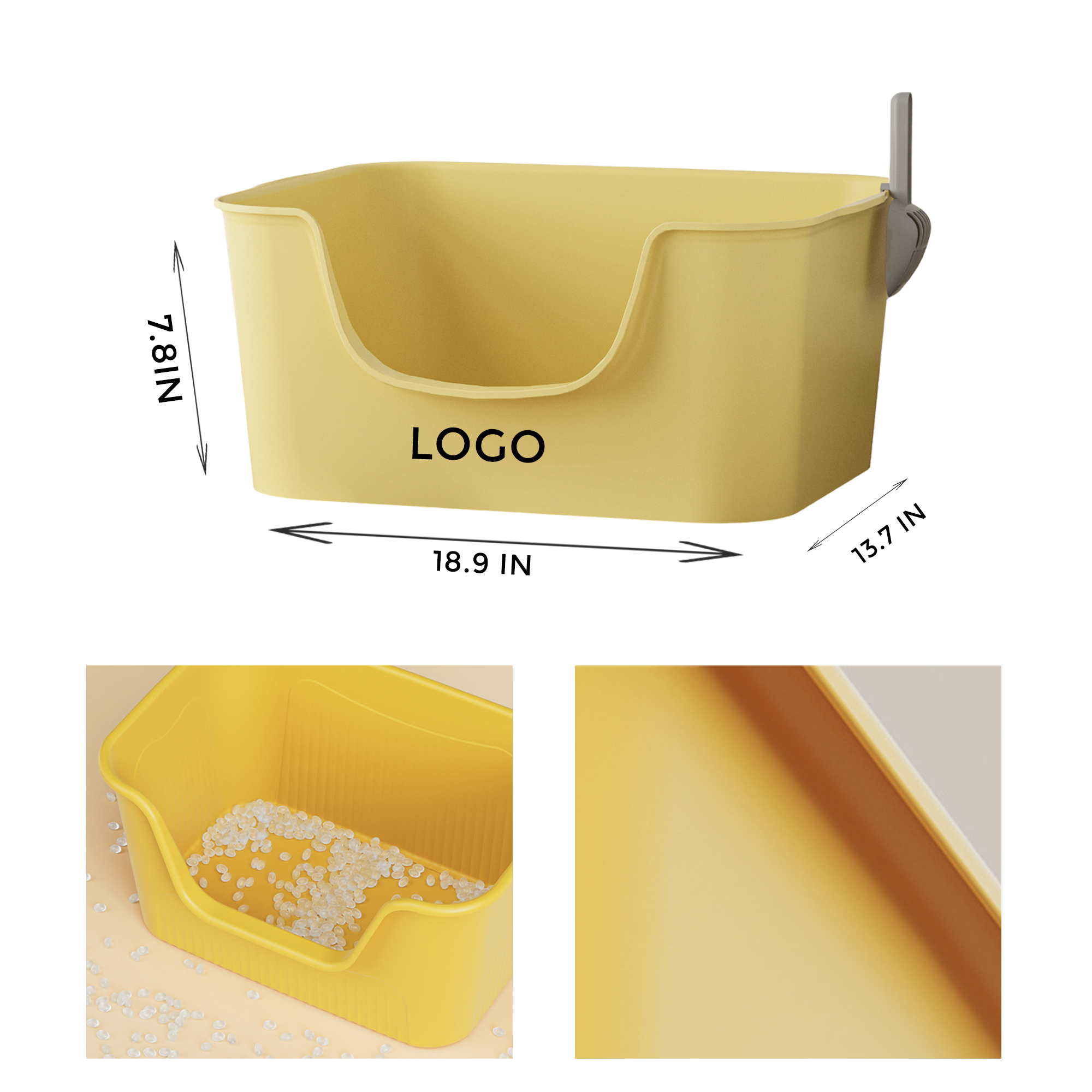 MOQ 10 PCS Hygienic Plastic Open Cat Litter Box 2