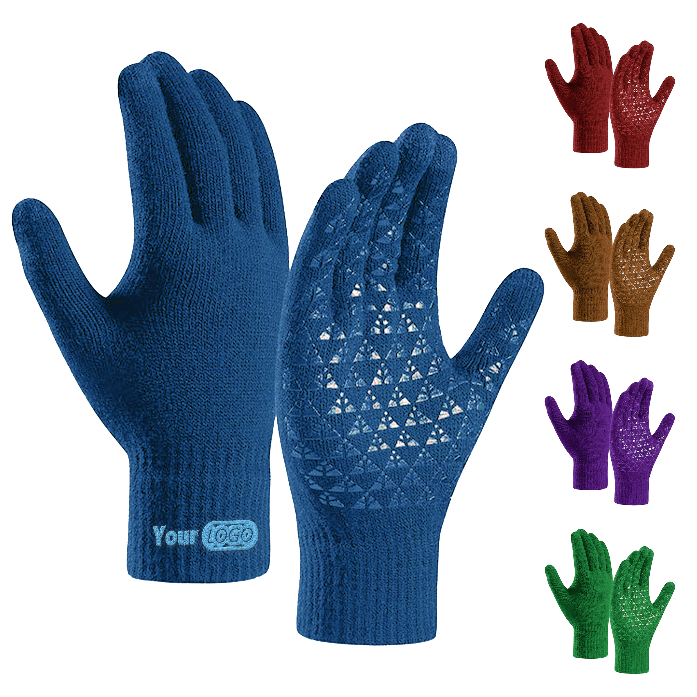 Polyester Everyday Essential Anti-Slip Knit Gloves For Cold Weather 3