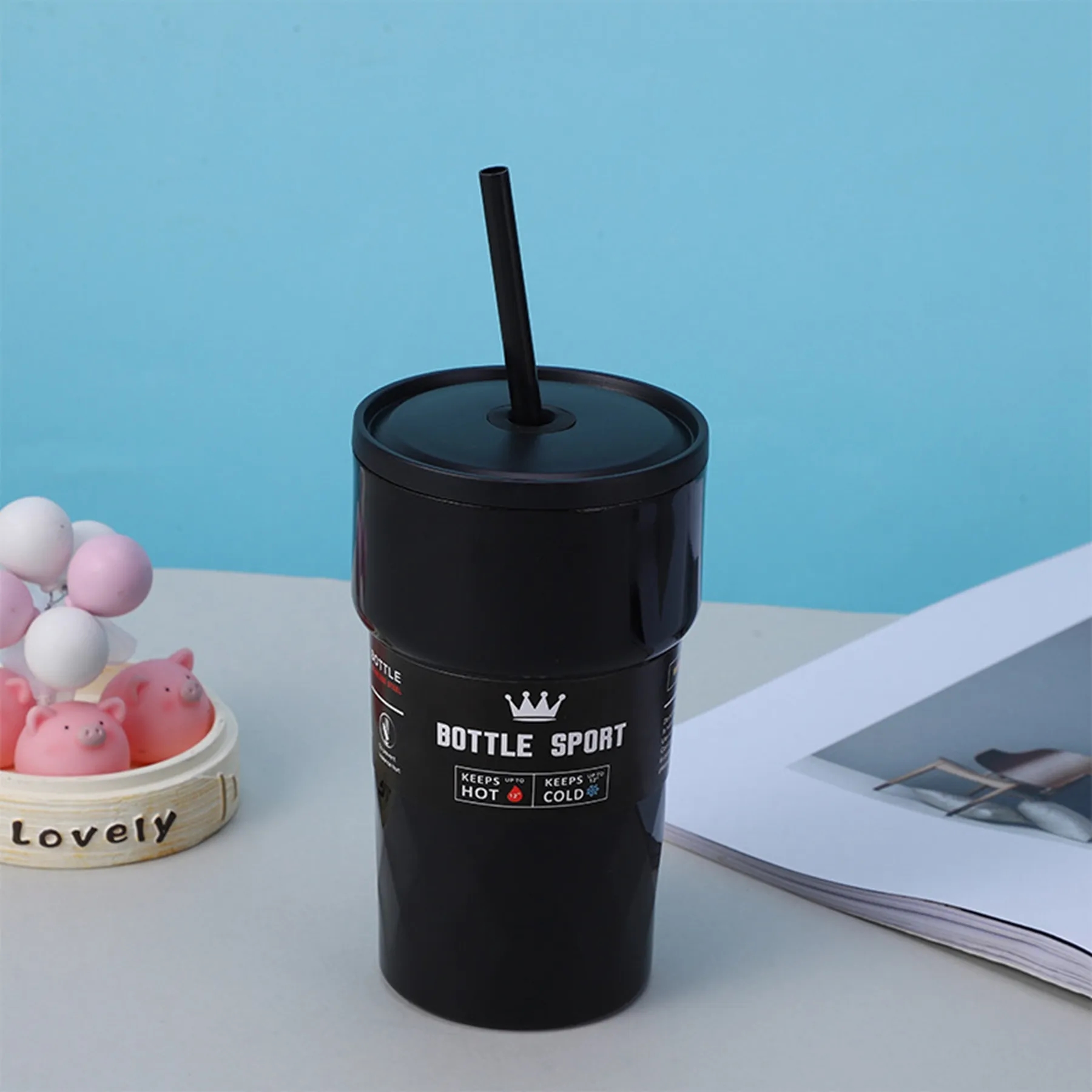17 Oz. Double Wall Stainless Steel Tumbler with Lid & Straw 4