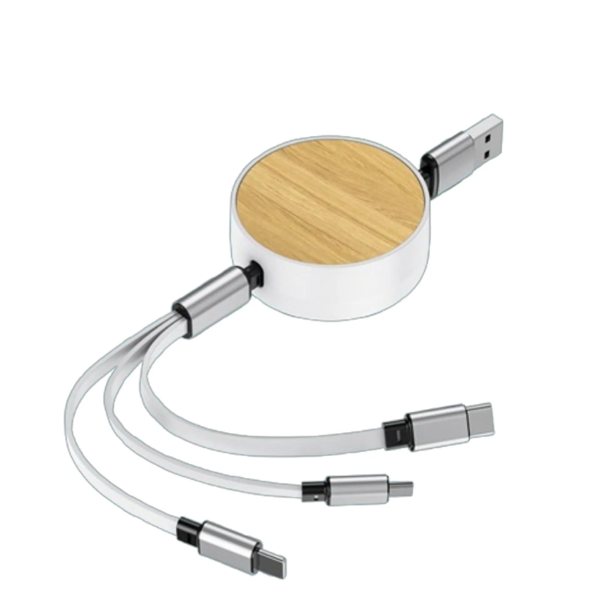3-in-1 Bamboo Retractable Charging Cable 7