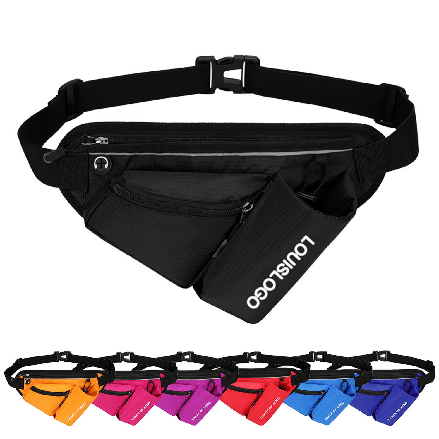 Nylon Fanny Pack with Water Bottle Pocket 6