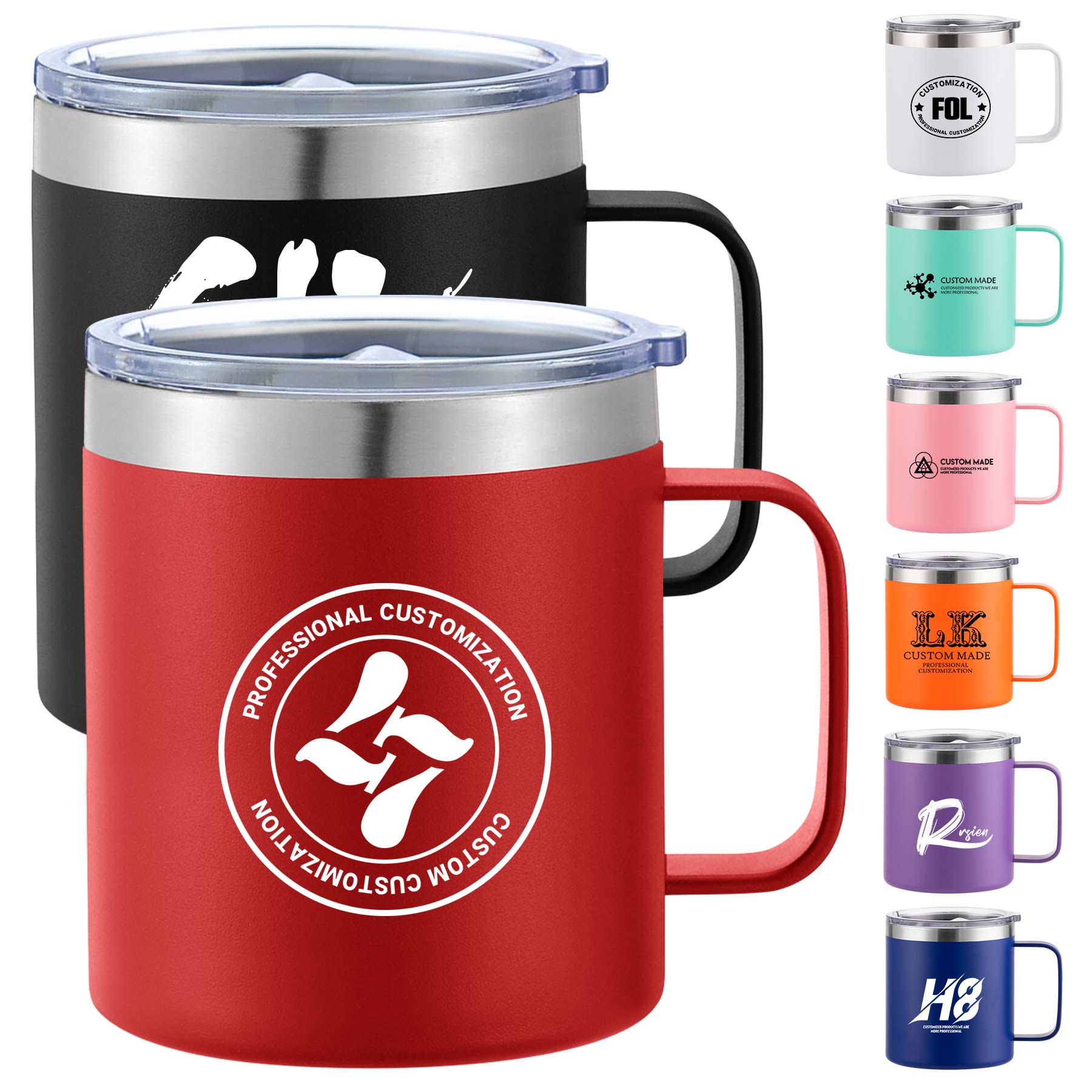 12 OZ Powder Coating Travel Mugs with Handle 2