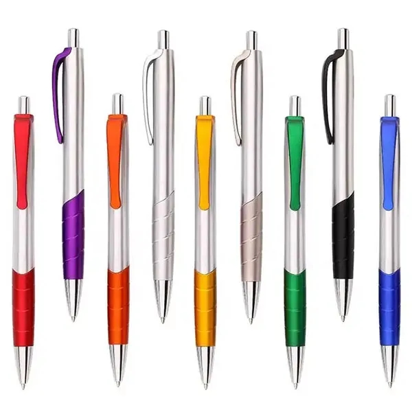Promotional Silver Barrel Plastic Ballpoint Pen 1