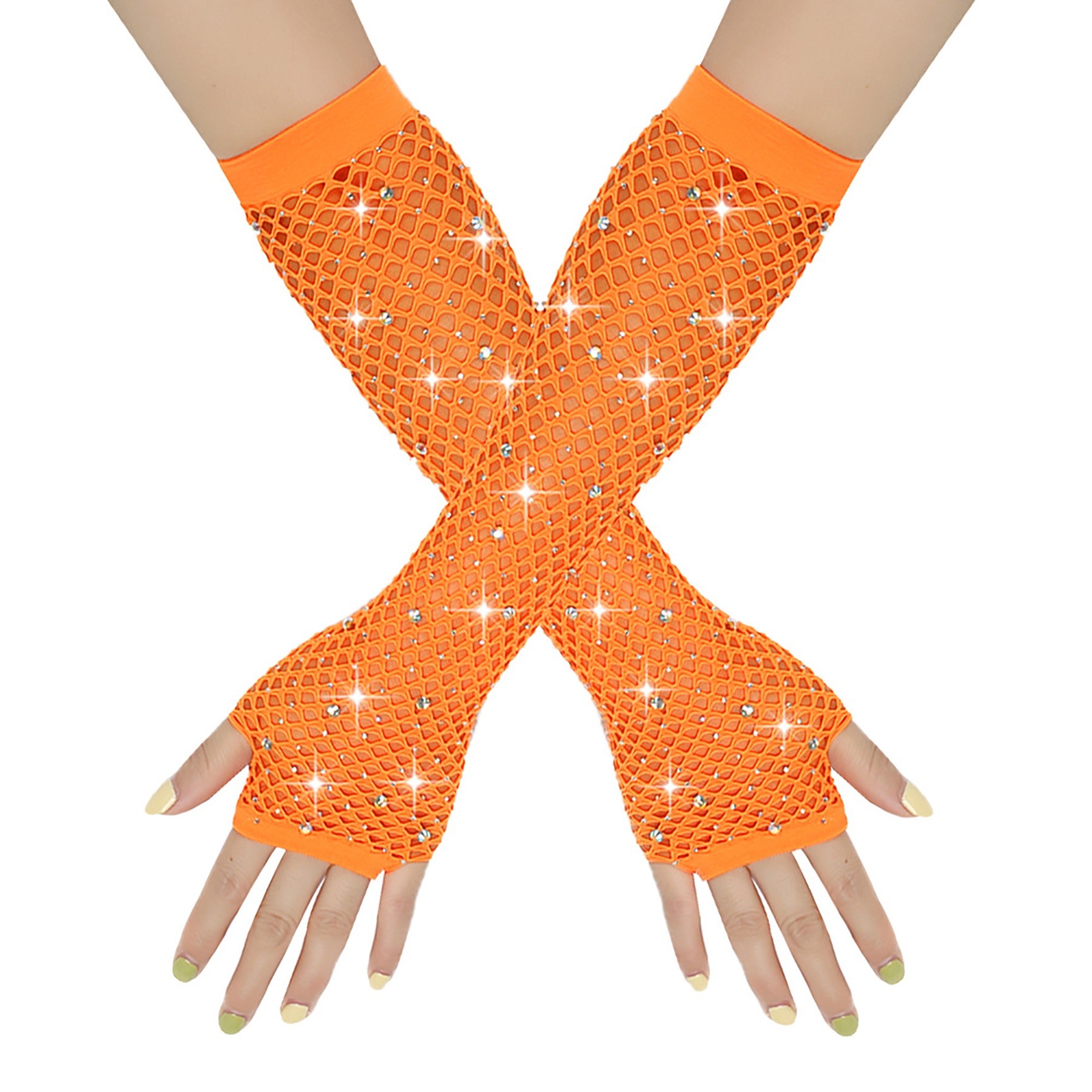 Rhinestone Fish Net Gloves 7
