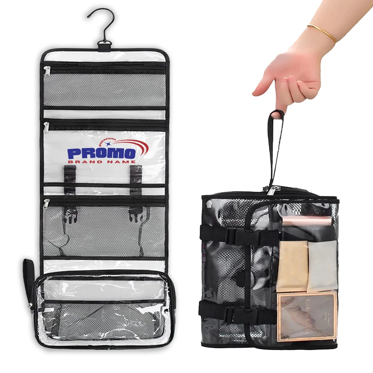 Large TSA Approved Travel Hanging Clear Toiletry Makeup Bag 2