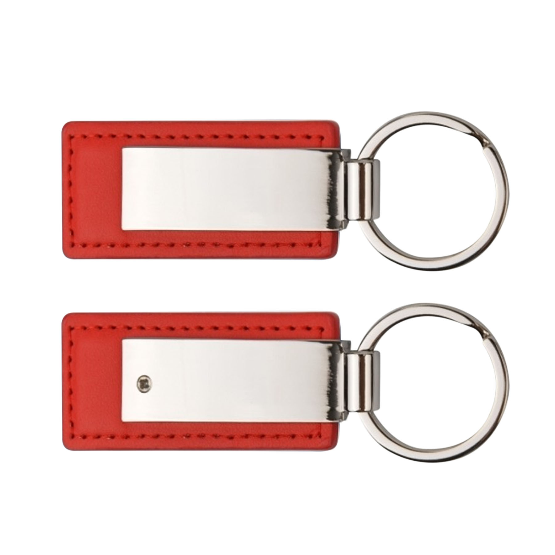 Leatherette with Rectangular Metal Shiny Key Tag 1