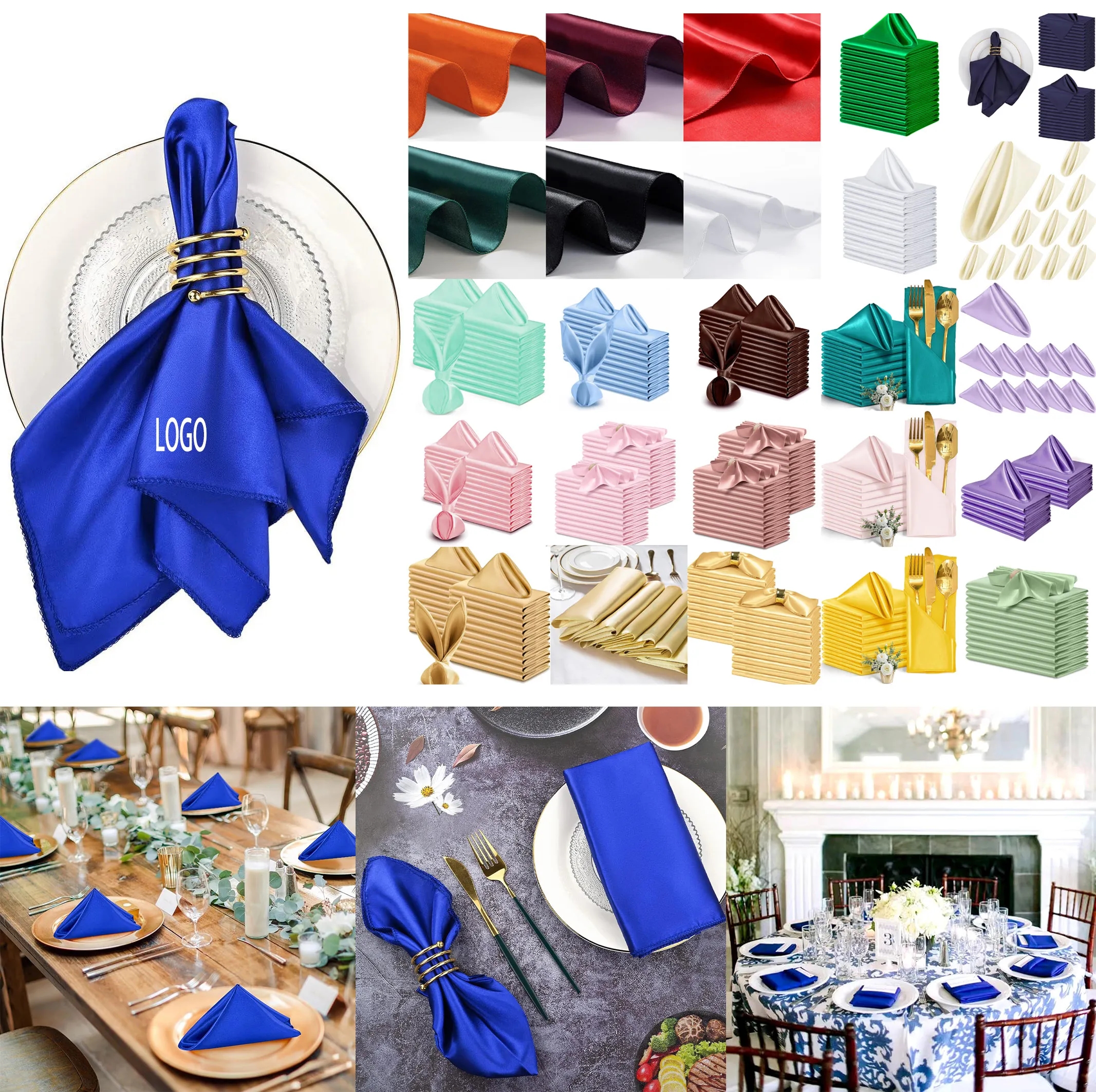 Custom 17x17 Satin Napkins Bulk Wholesale for Weddings Events Banquets 2