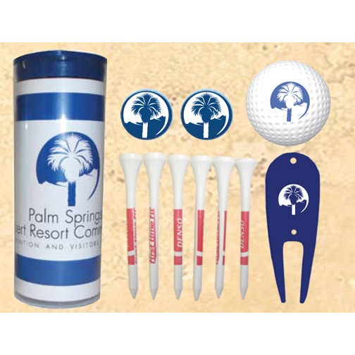 4-Color Image Insert Golf Ball Tube w/ 1 Golf Ball, 6 Tees, 2 Markers & 1 Fixer 1