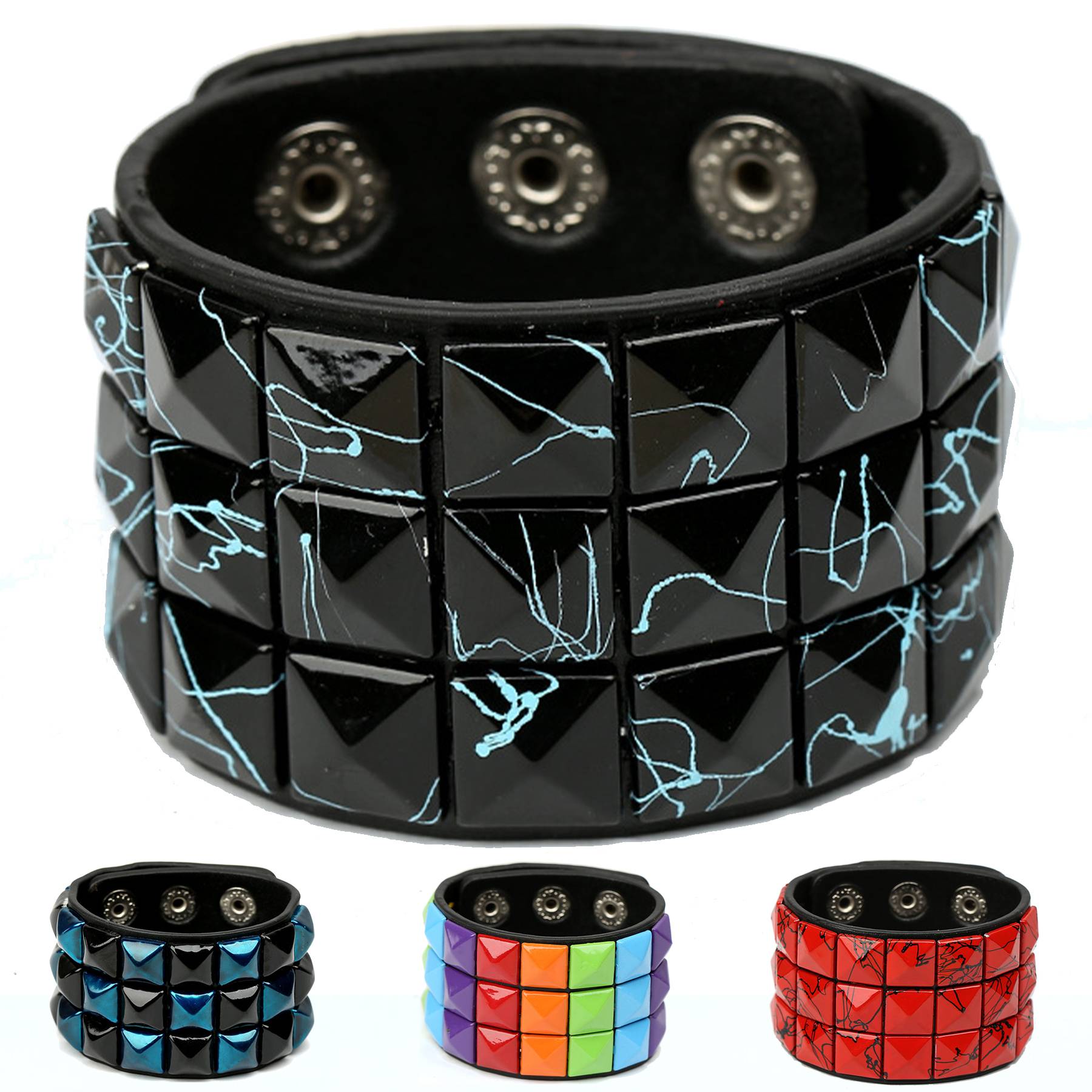 PU Multi-color square nail bracelet