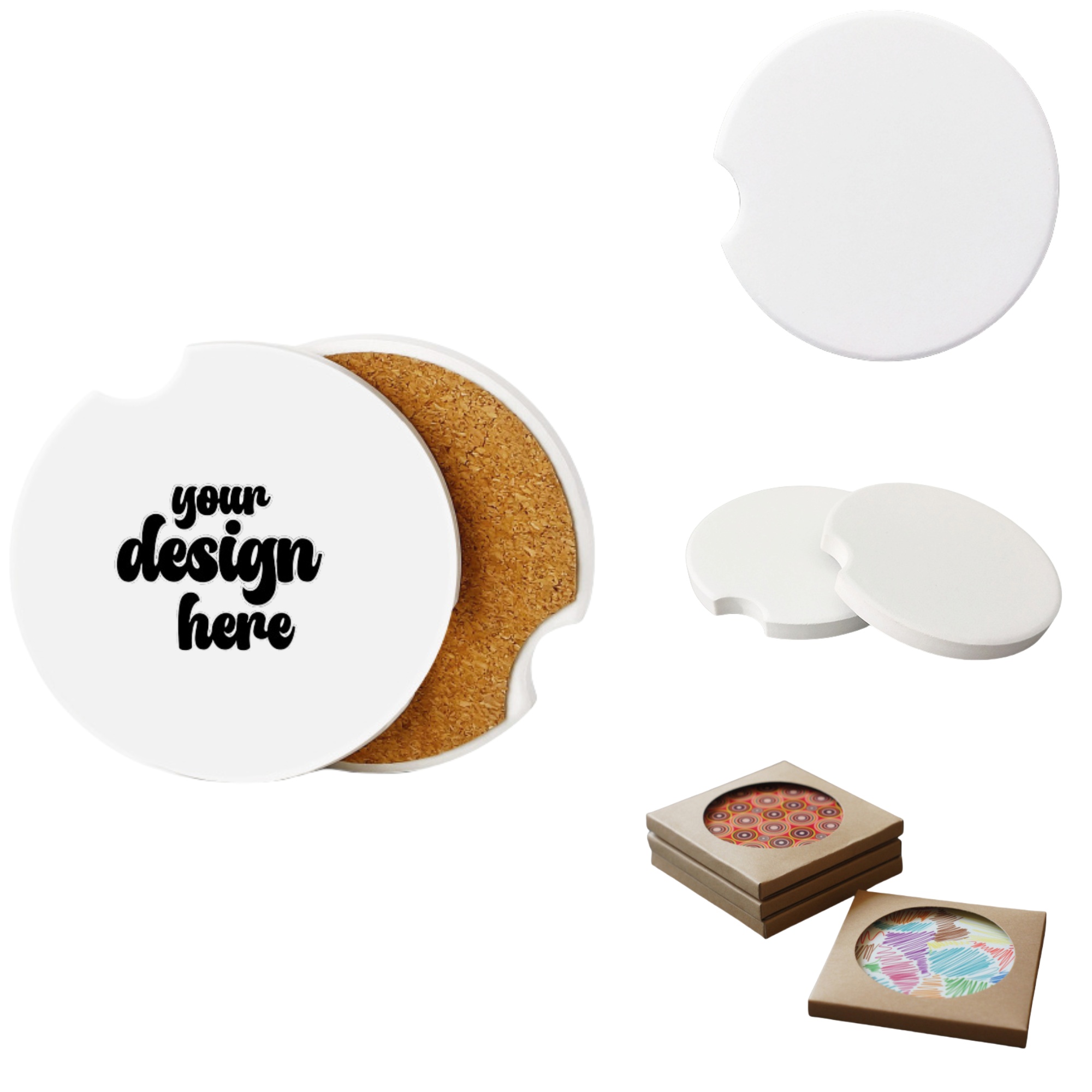 Office Ceramic Coaster w/Cork Base 2