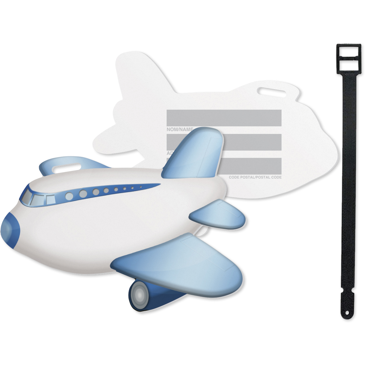 Stock Airplane Design Luggage Tag Full Colour front imprint, Write-on ID panels on back