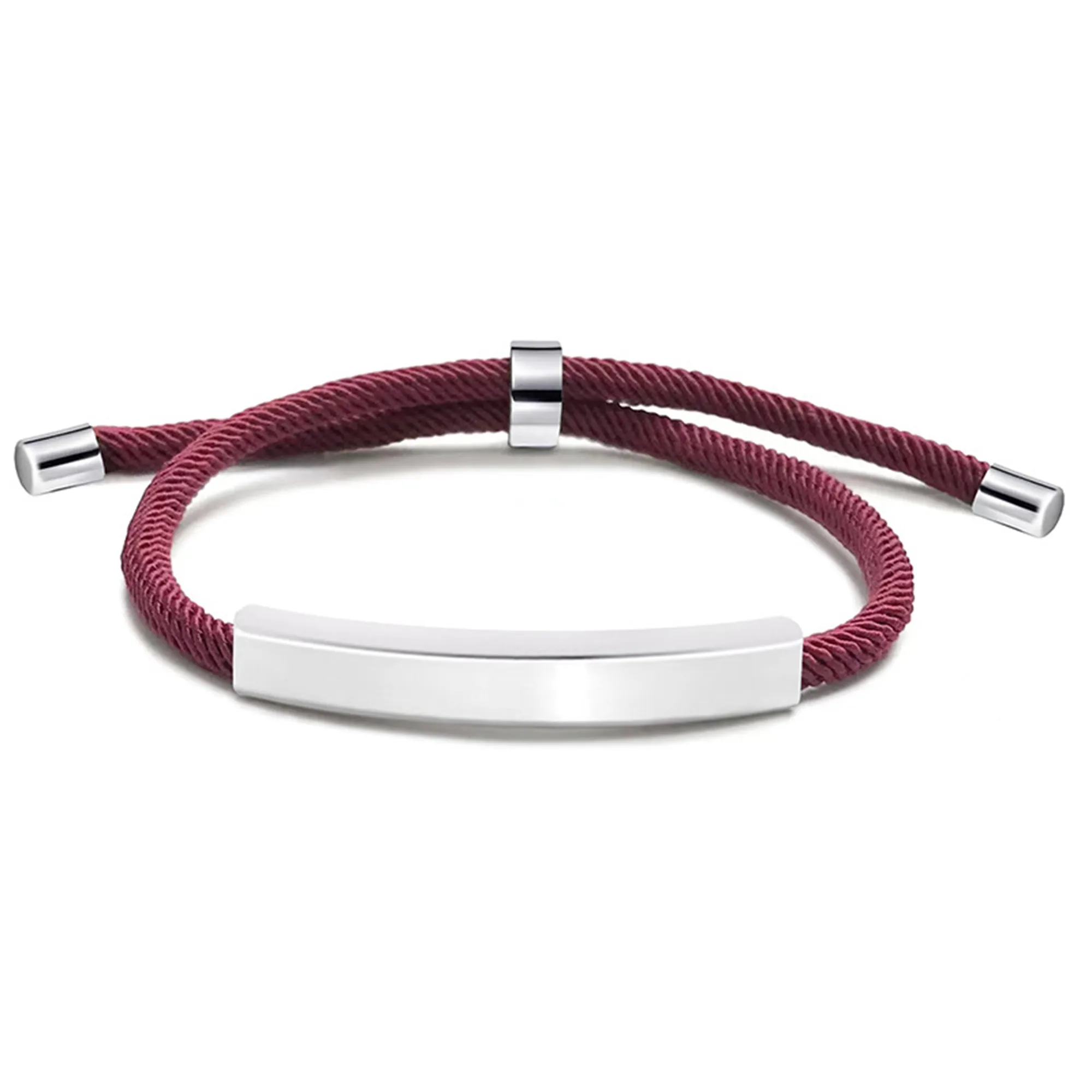 Adjustable Stainless Steel Bracelet with Braided Rope 8
