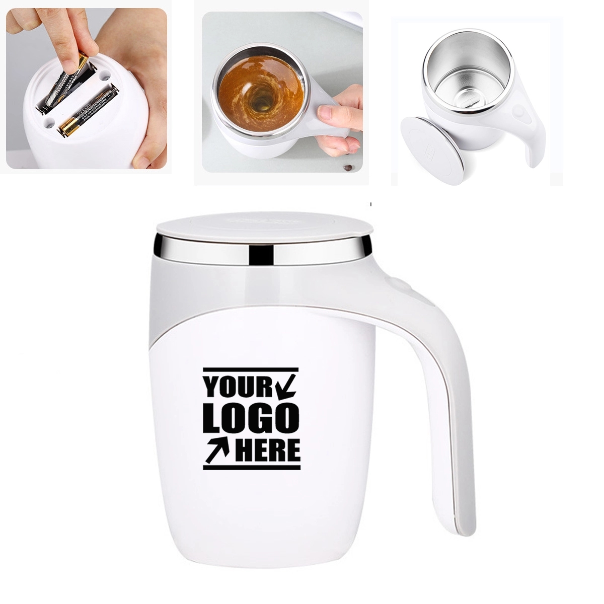 12 oz Electric Stainless Steel Self Mixing Coffee Tumbler 1