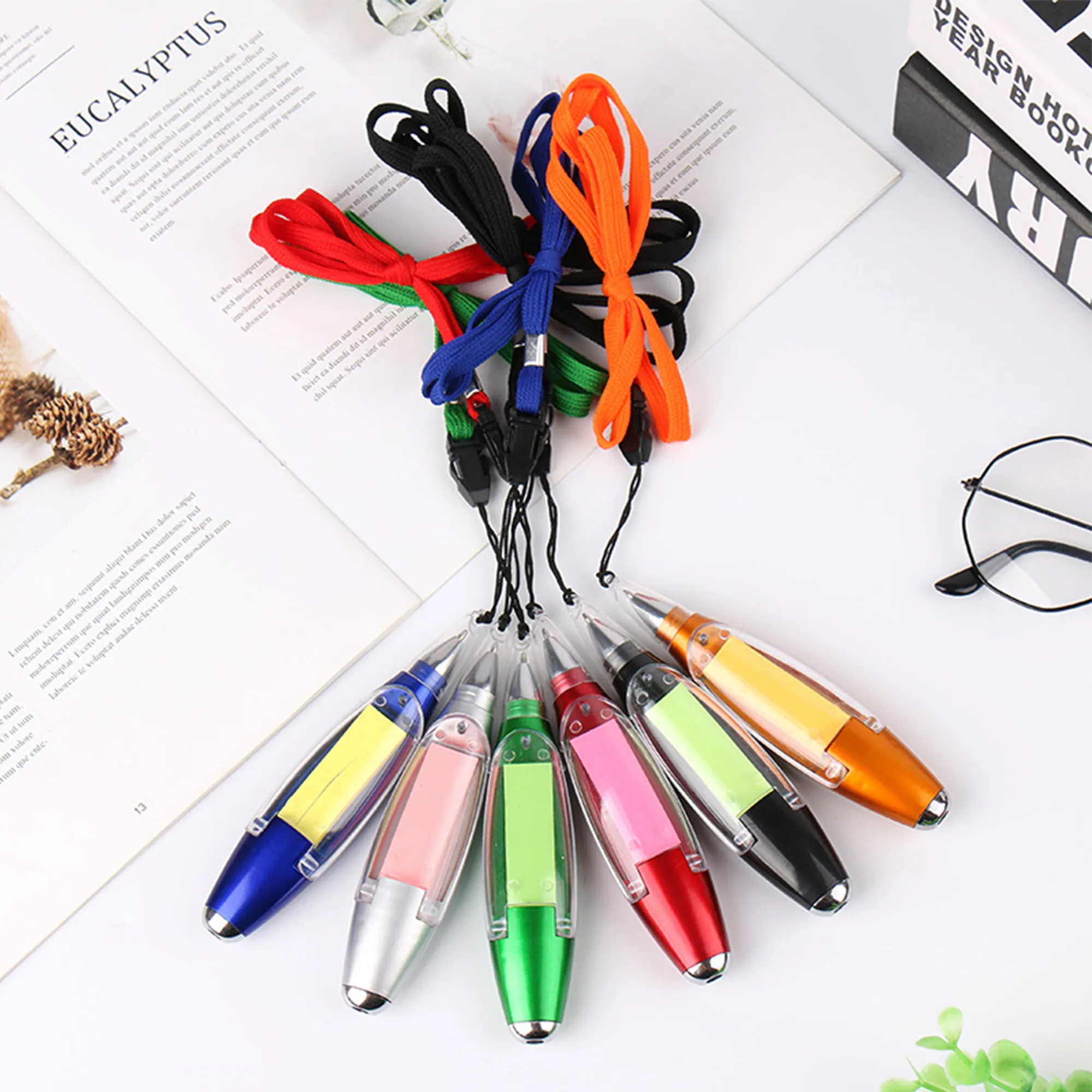 Ballpoint Pen with Light, Note Stickers, for School Office 2