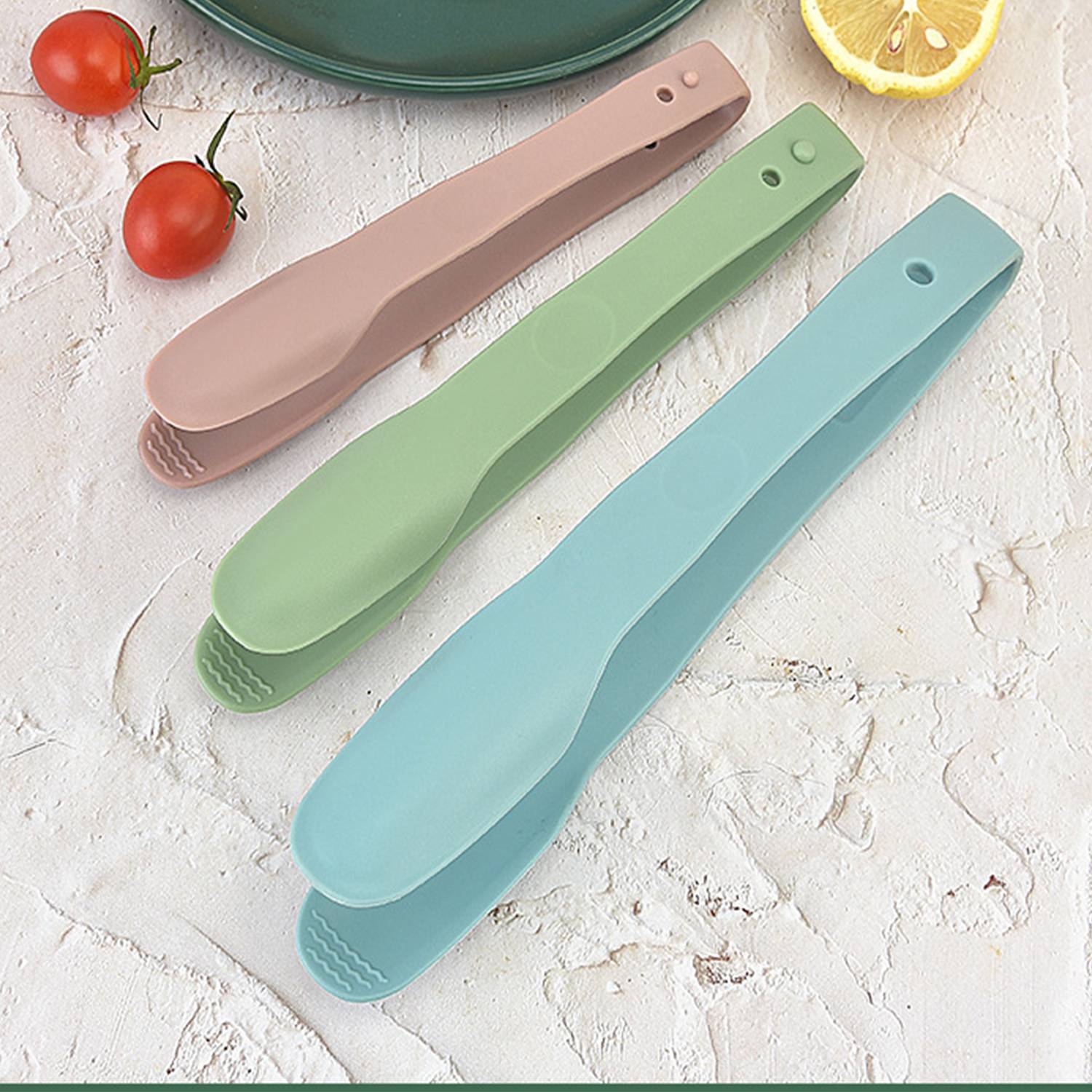 3Pcs Plastic Kitchen Tongs Set 6