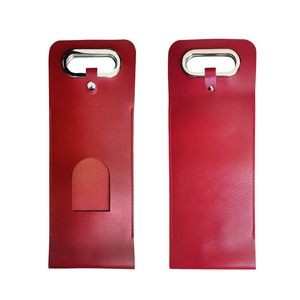 Buckled PU Leather Wine Bag With Window And Metal Handles 9