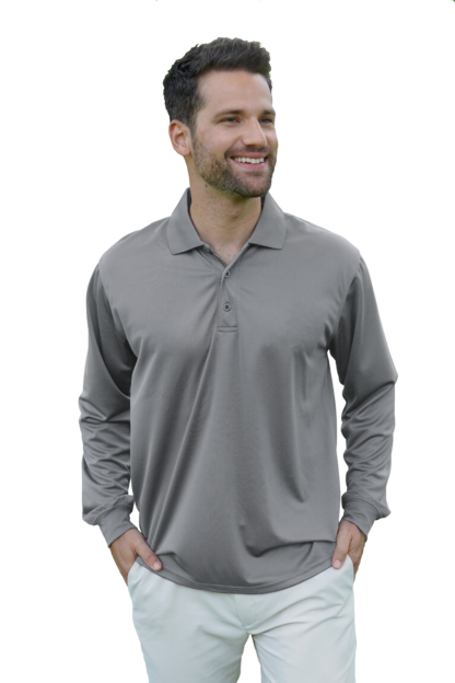 Vansport Omega Long Sleeve Solid Mesh Tech Polo 16