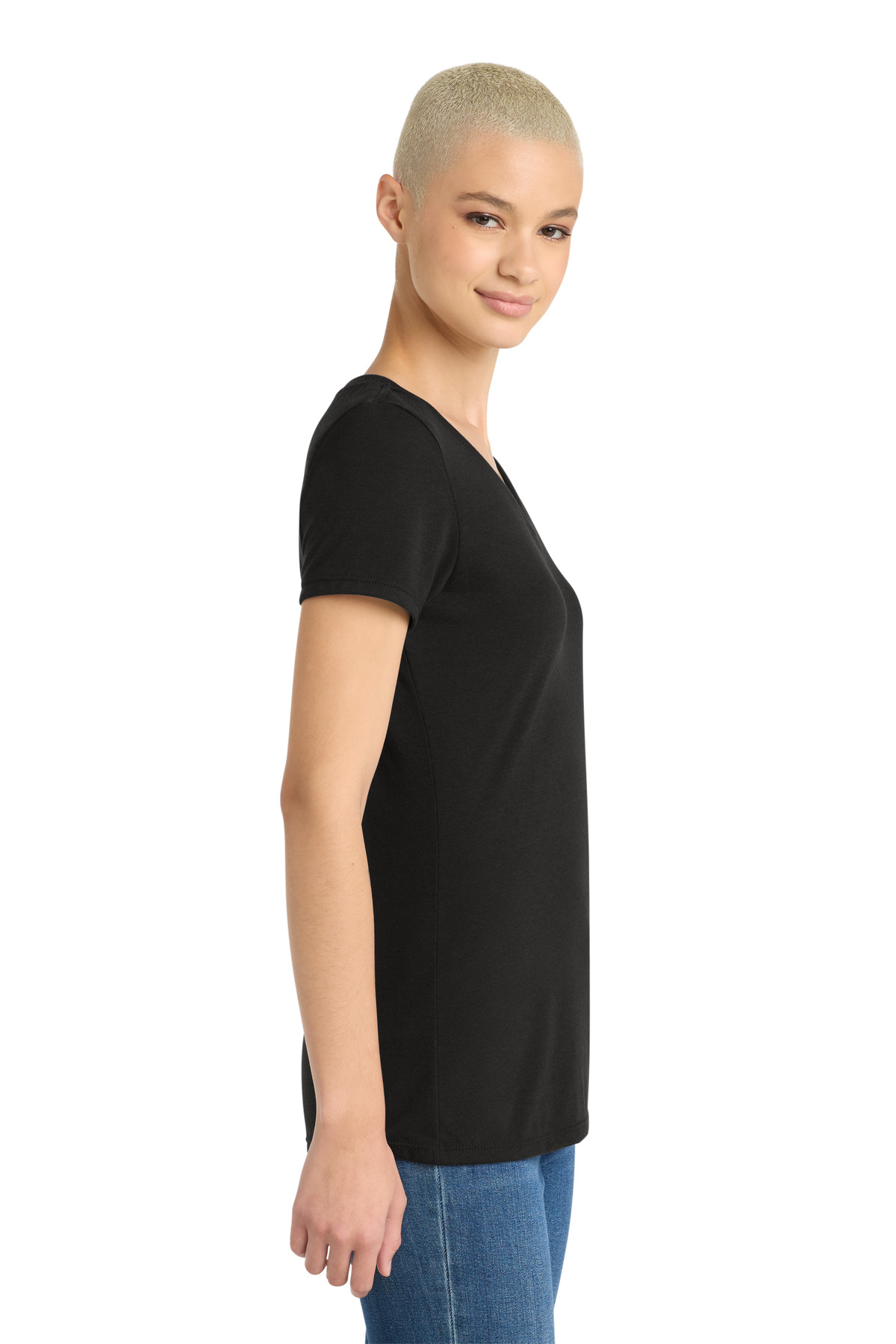 District Women's Perfect Tri V-Neck Tee. DM1350L 3