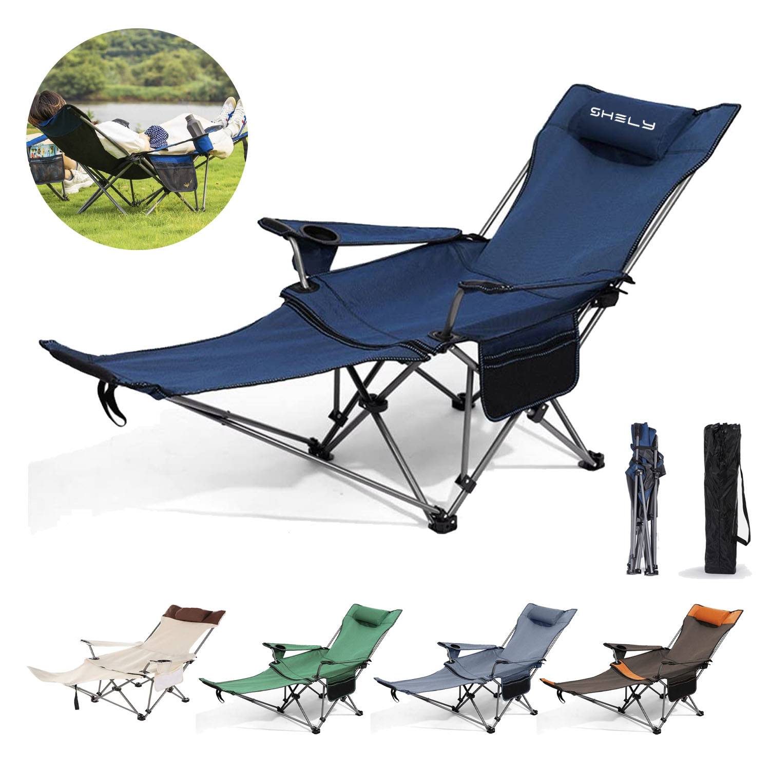 Foldable Camping Chair W/ Footrest 21