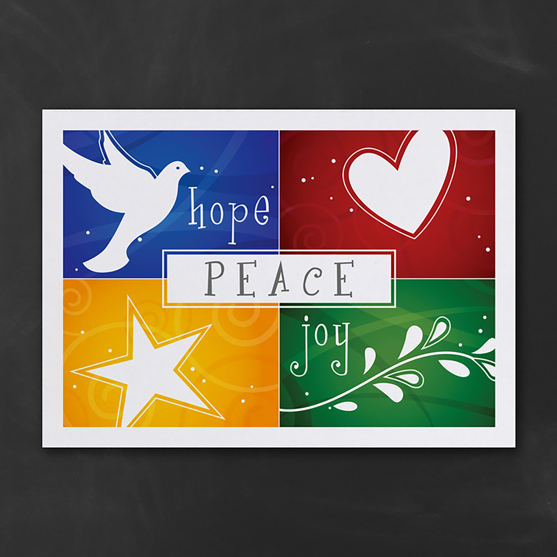 Colorful Hope Peace Joy Economy Holiday Card 3