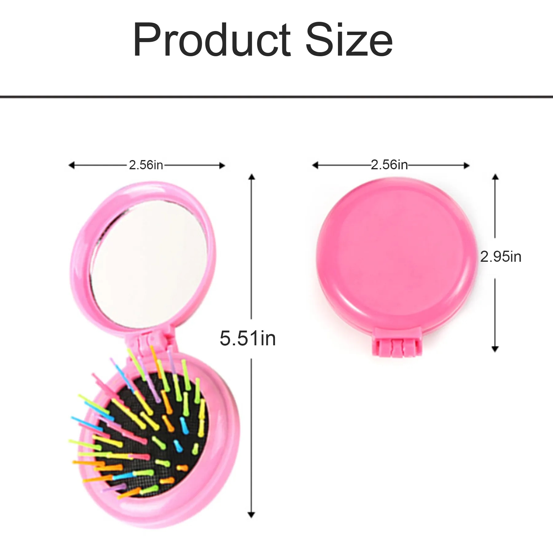 Round Mini Compact Massage Comb With Mirror 12