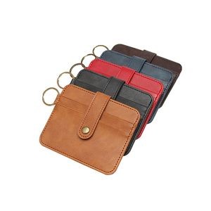 RFID Blocking PU Leather Card Holder Wallet with Keychain 23