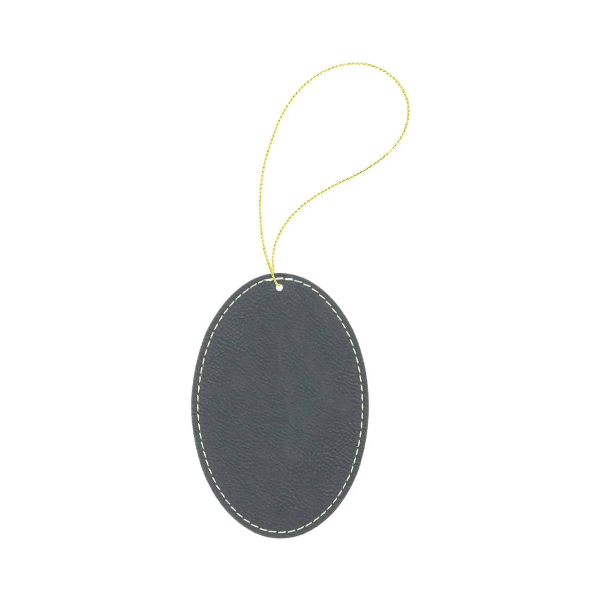 Black/Gold Leatherette Oval Ornament 2