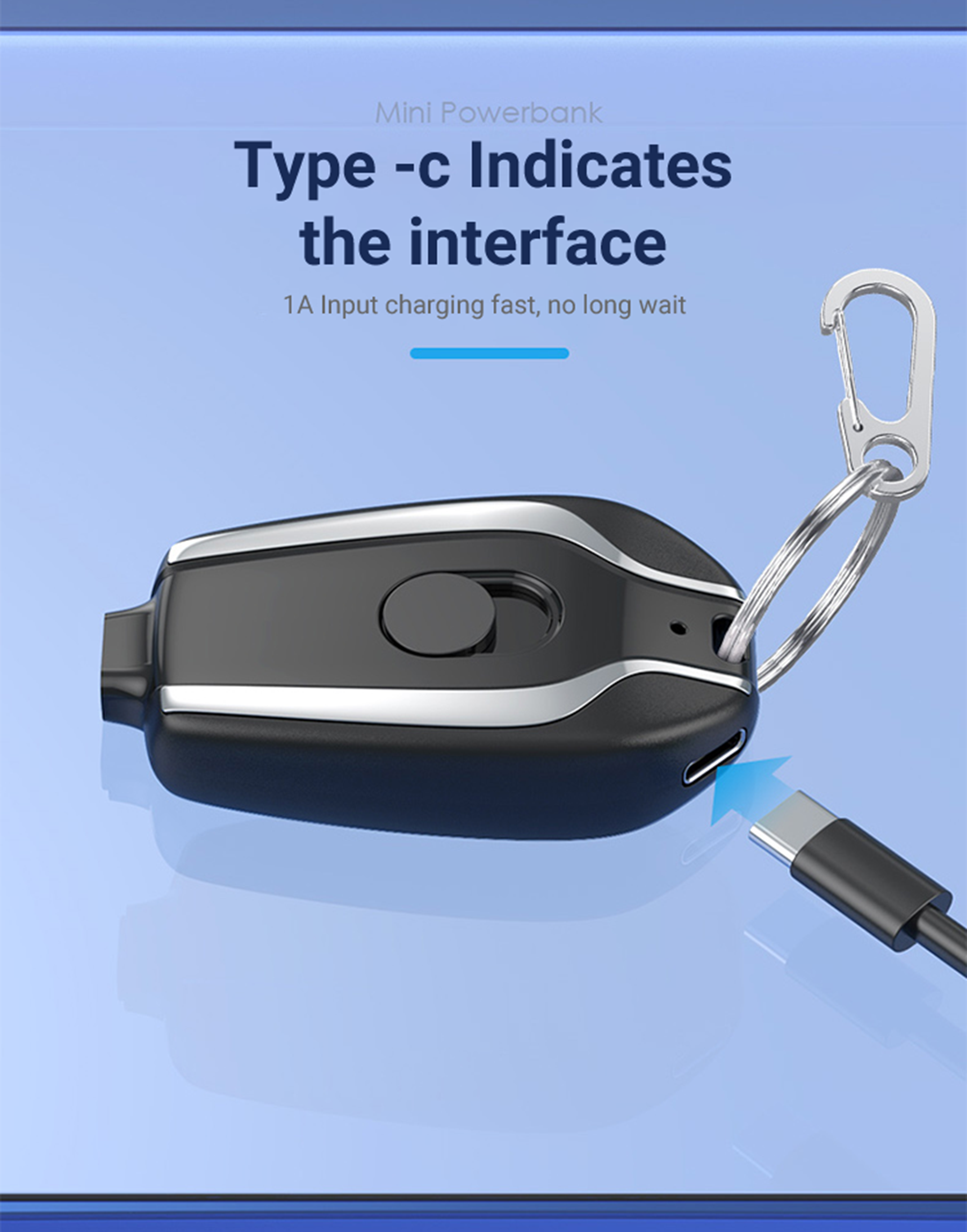 1500 mAh Type C Keychain Power Bank 5