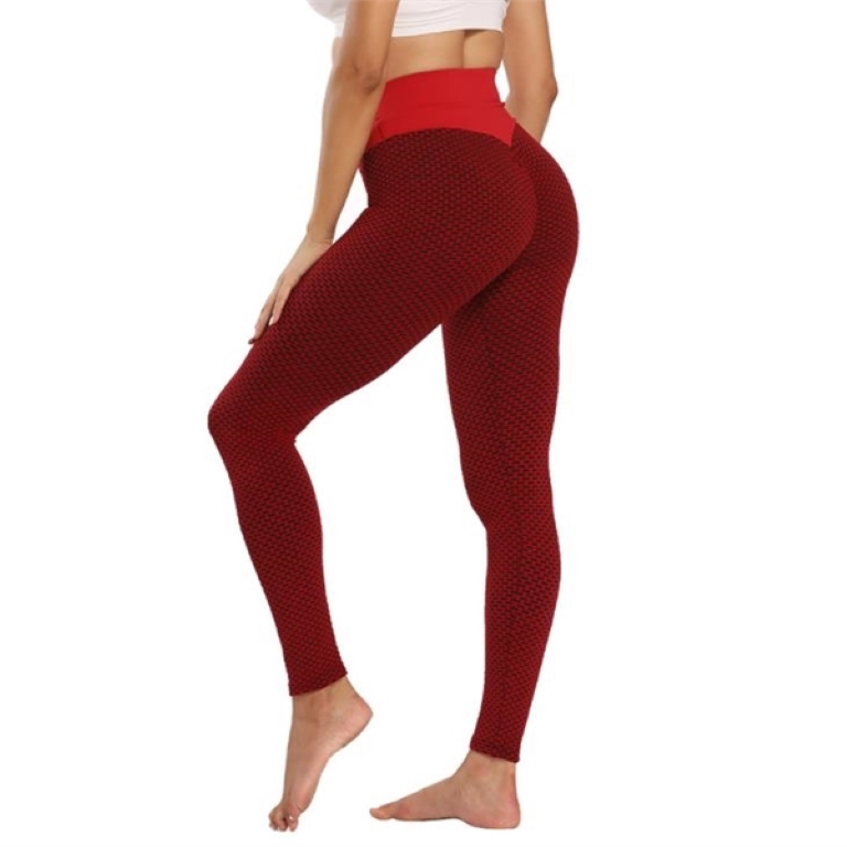 High Waist Honeycomb jacquard yoga pants 5