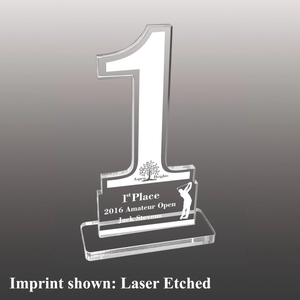 Number One Shaped Acrylic Award - Laser Etched