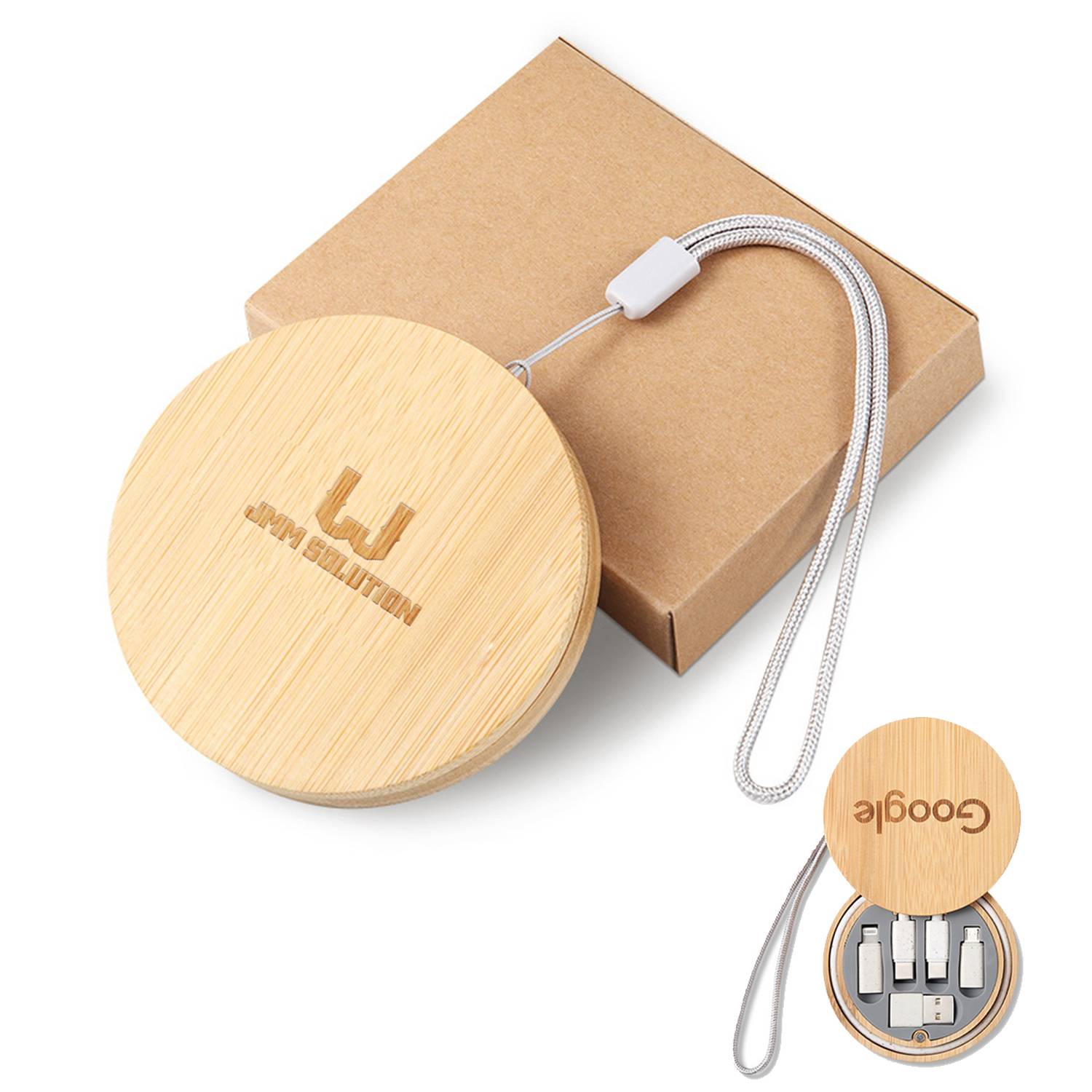 Bamboo Storage Box with Fast Charging Cable Kit 6