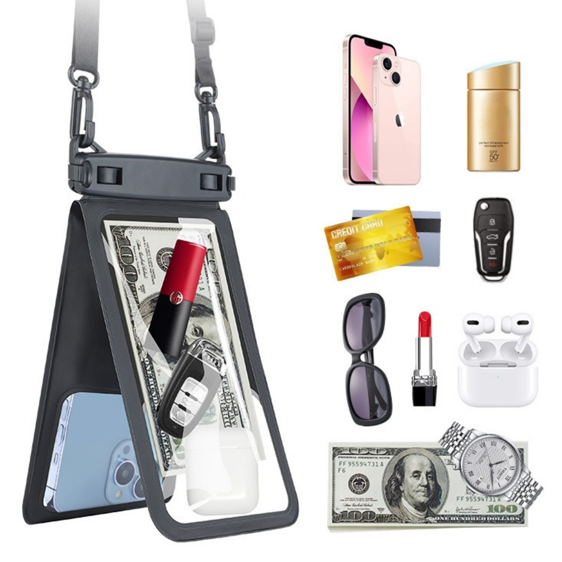 Large Double Space Waterproof Phone Pouch 3