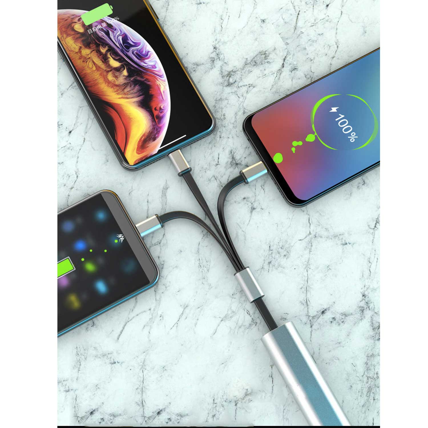 3-in-1 Retractable Charging Cable w/ Logo 3