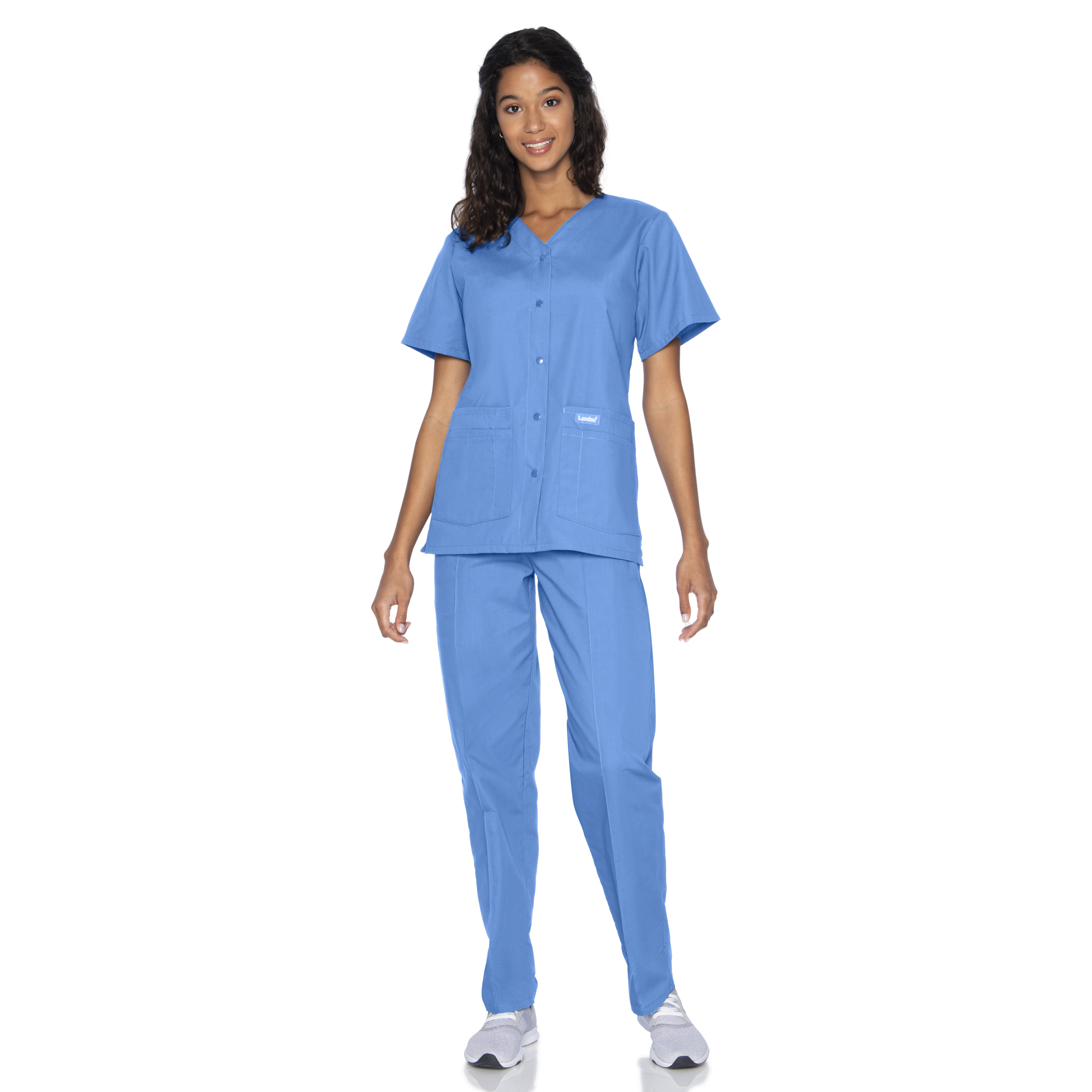 Landau - Essentials - Women's Four-Pocket Snap-Front V-Neck Top 20