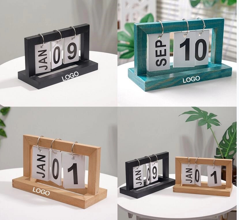 Wooden Manual Flip Desk Calenda 1