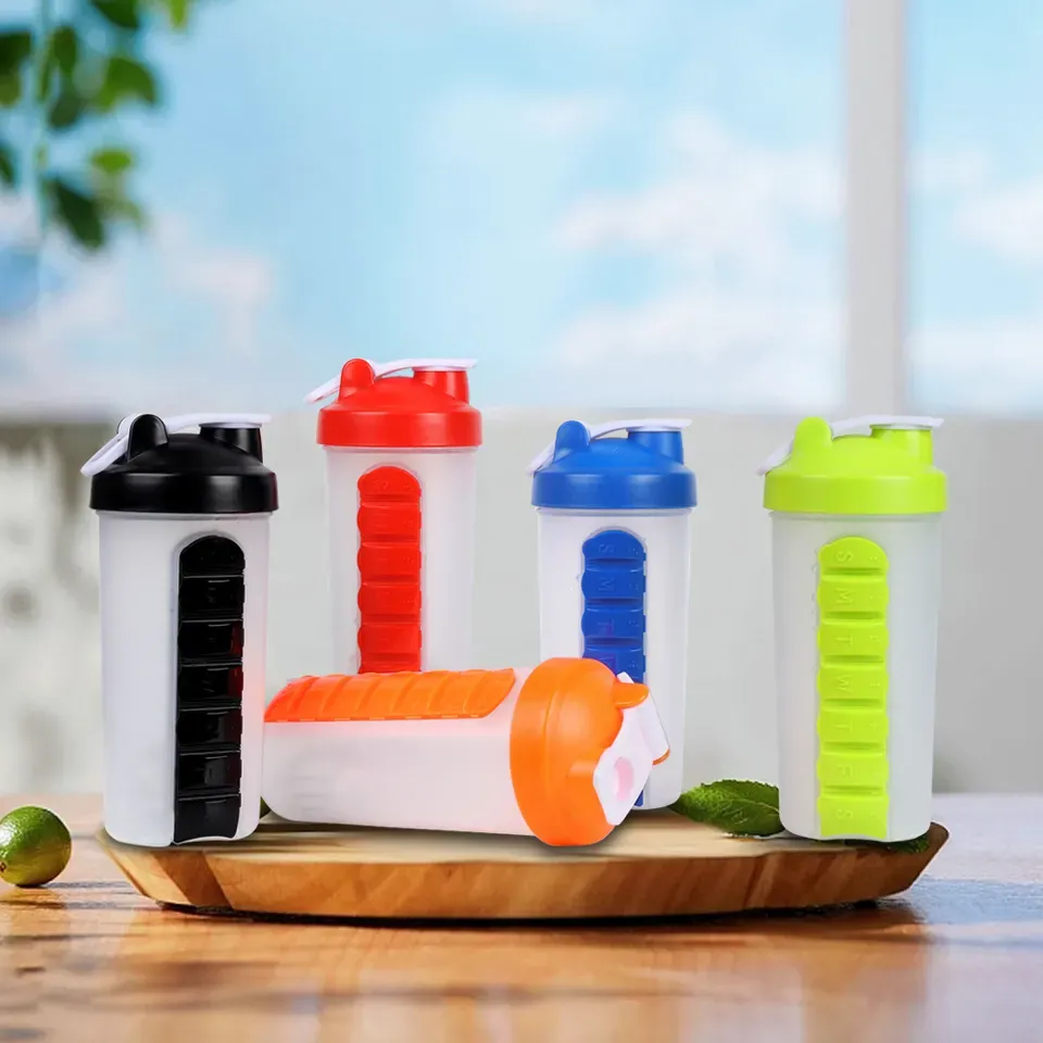Shaker Water Bottle with Pill Box 4