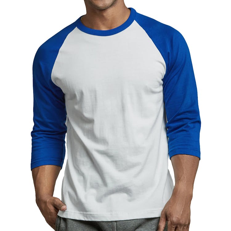 Men's 3/4 Sleeve Baseball T-Shirt - Small Royal Blue/White 1