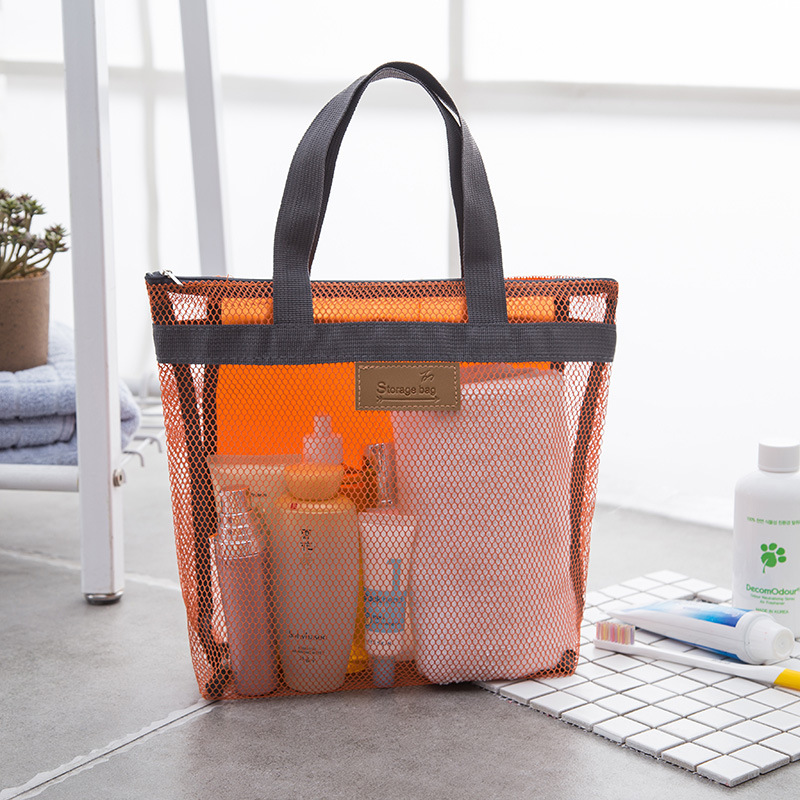 Mesh Beach Tote Bag W/ Zipper and Pockets, custom tote bag with logo imprint 11