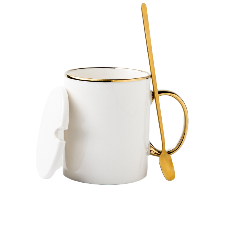 12 oz. Advertising Ceramic Coffee Mugs with Lid and Spoon 8