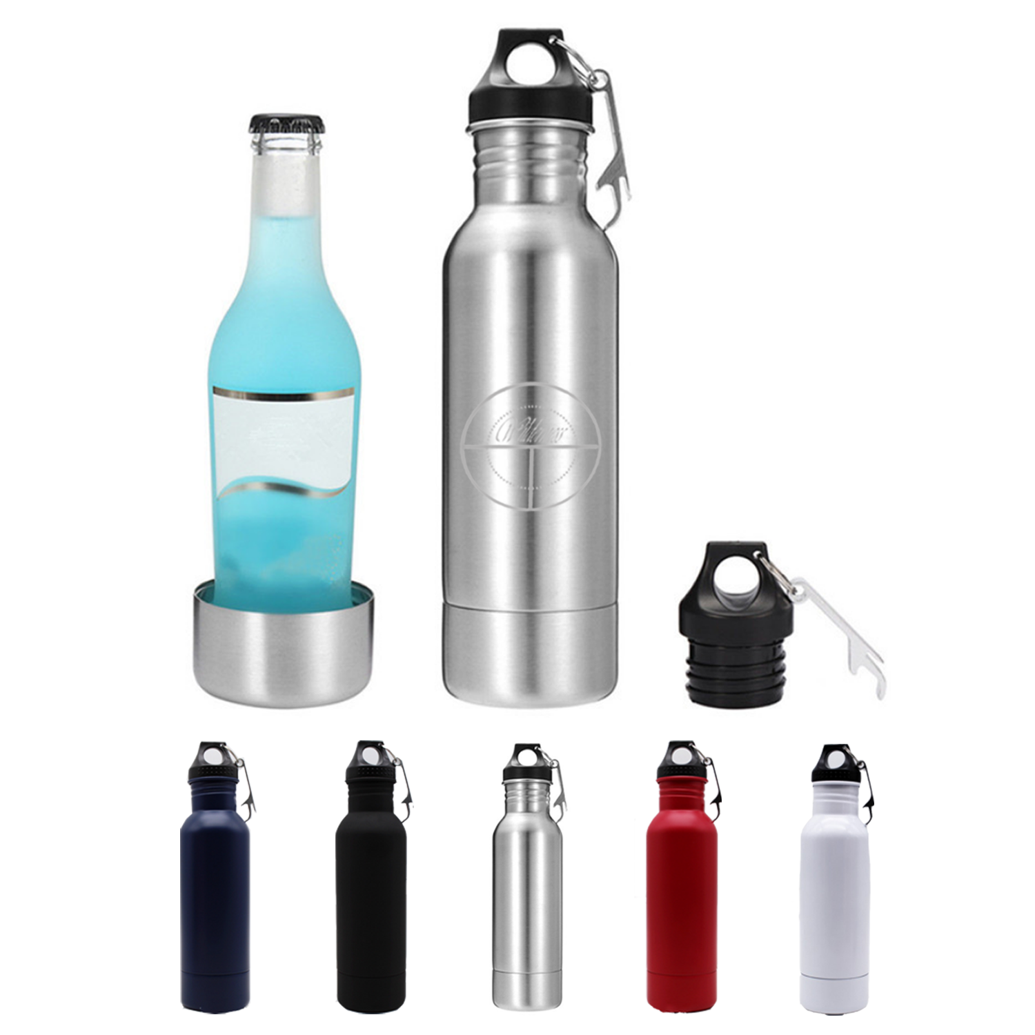 12oz Stainless Steel Beer Cooler Bottle w/ Opener 9