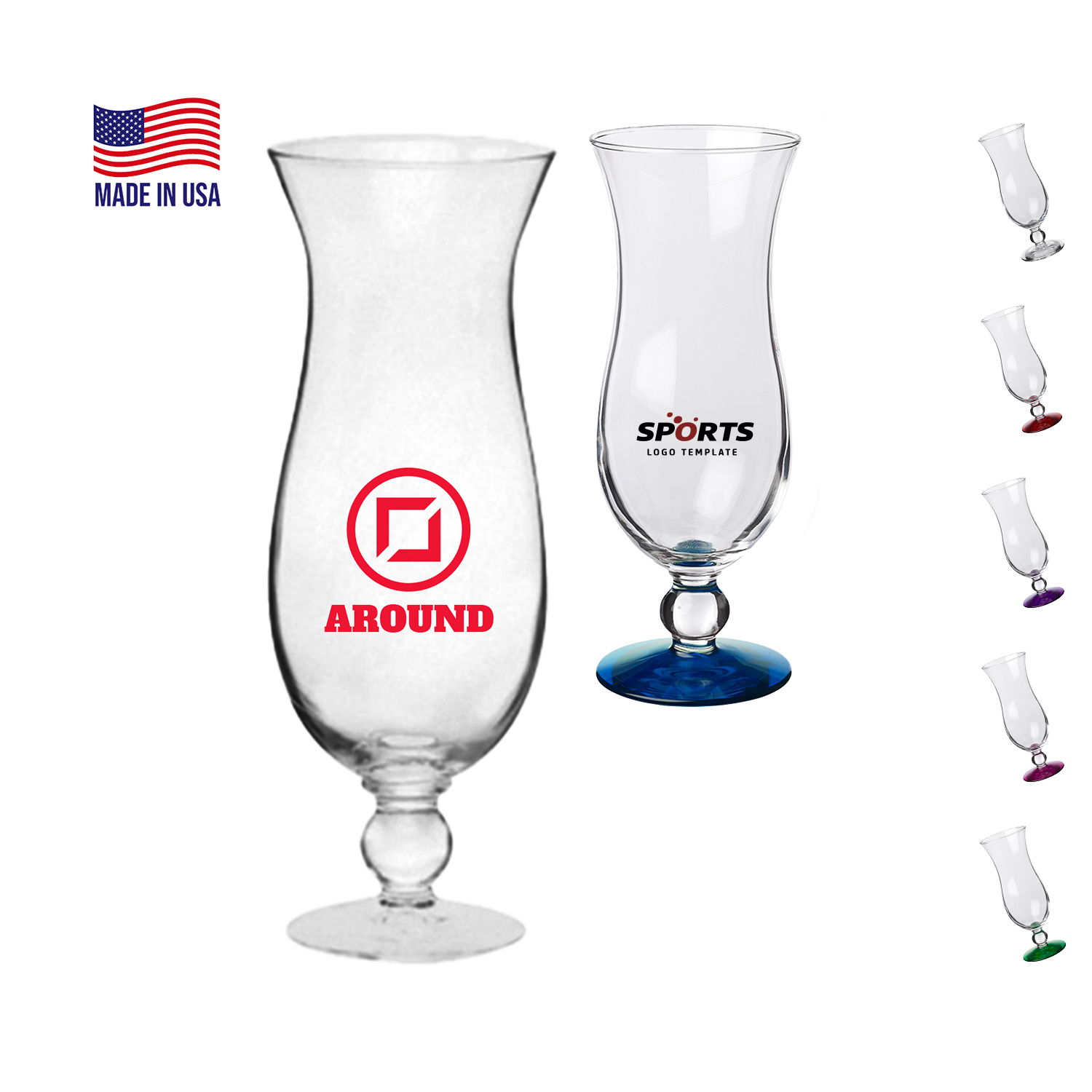 16 oz. USA Made Libbey Custom Printed Hurricane Glasses 2