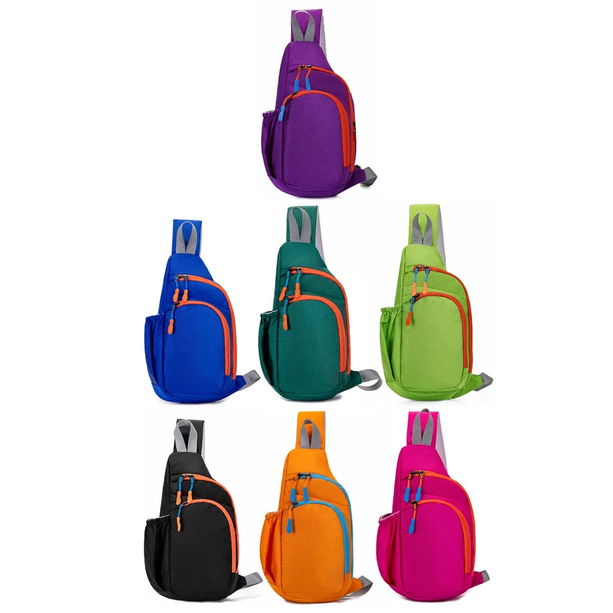 Nylon Sling Crossbody Bag With Side Pocket And Zippers 2