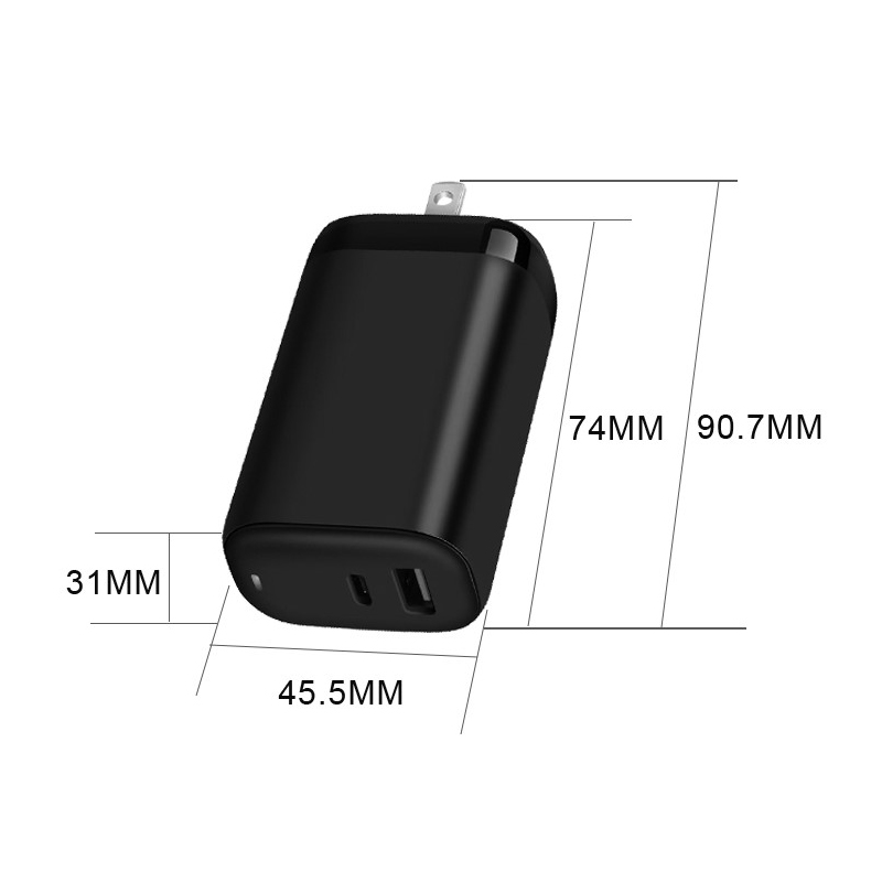 GaN 3-Port Power Adapter with Foldable Plug 6