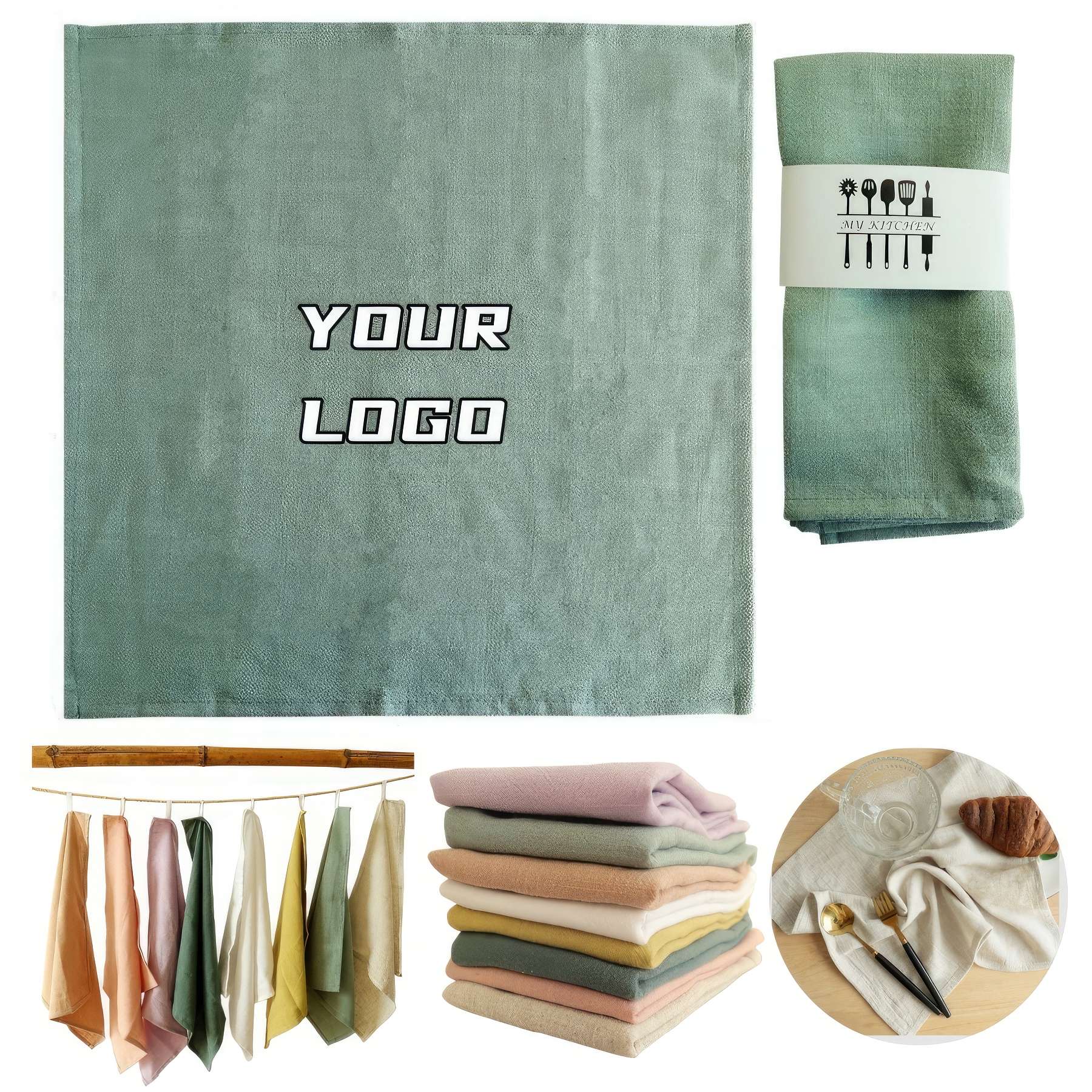 Custom Cotton Linen Napkins - 15.75'' x 15.75'' 2