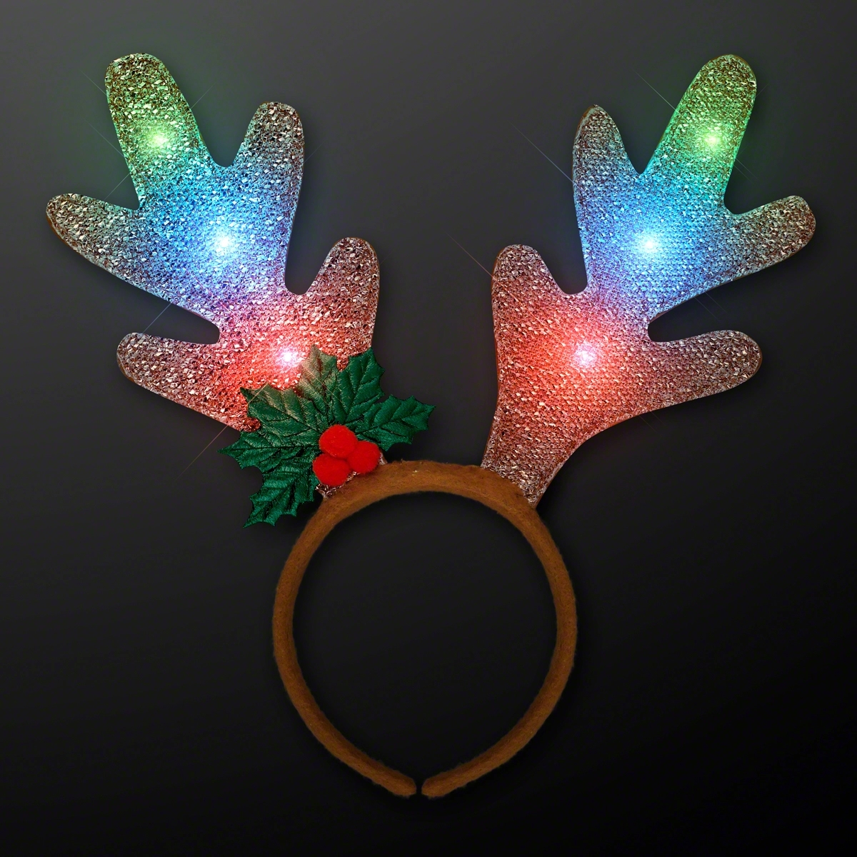Golden Antlers Blinky Christmas Headband 1