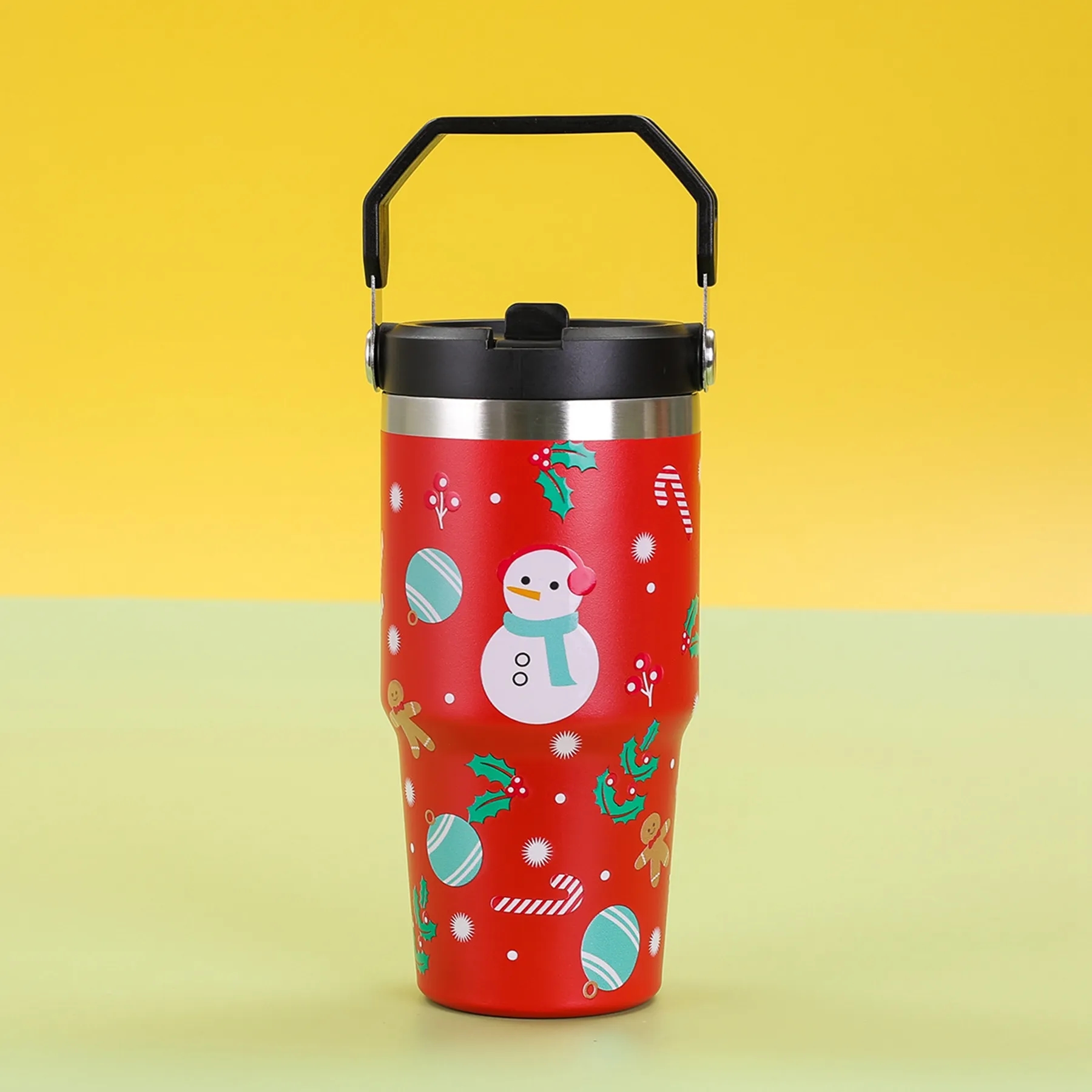 30 Oz. Custom Christmas Theme Vacuum Mug with Straw Lid 5