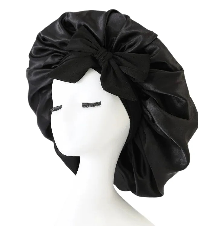 Simulated silk beauty hair care wide brimmed headscarf night 5